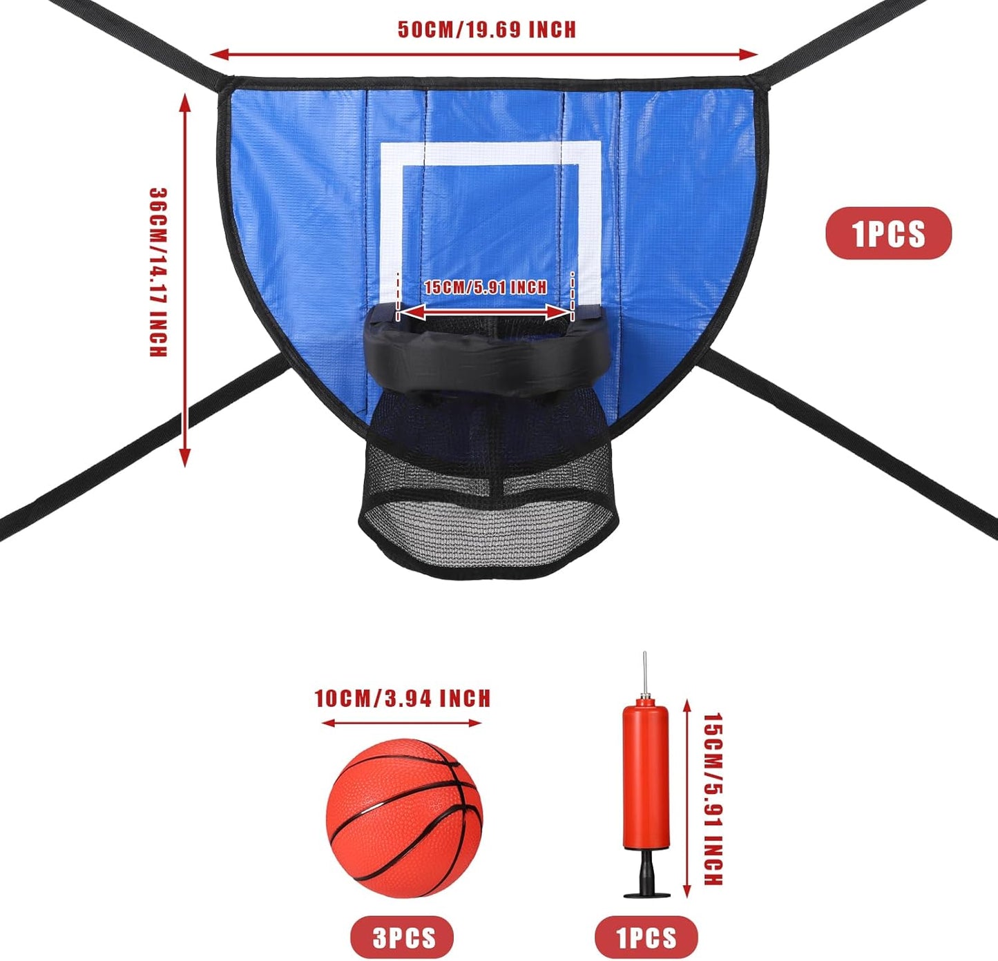 Trampoline Basketball Hoop Set, Trampoline Basketball Hoop Attachment Waterproof Basketball Goal for Trampoline Soft Basketball Game Accessories for All Ages Basketball Lovers