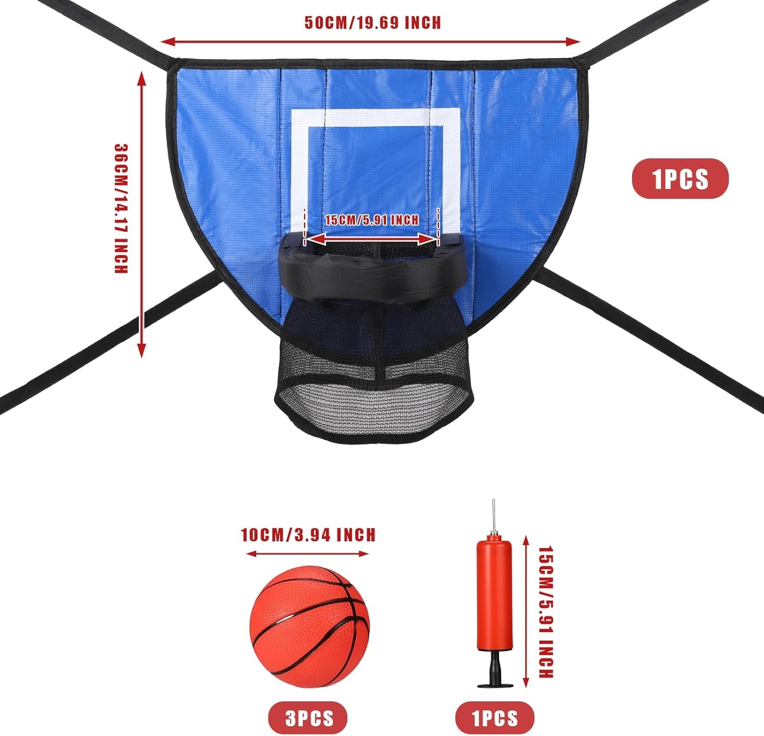 Trampoline Basketball Hoop Set, Trampoline Basketball Hoop Attachment Waterproof Basketball Goal for Trampoline Soft Basketball Game Accessories for All Ages Basketball Lovers