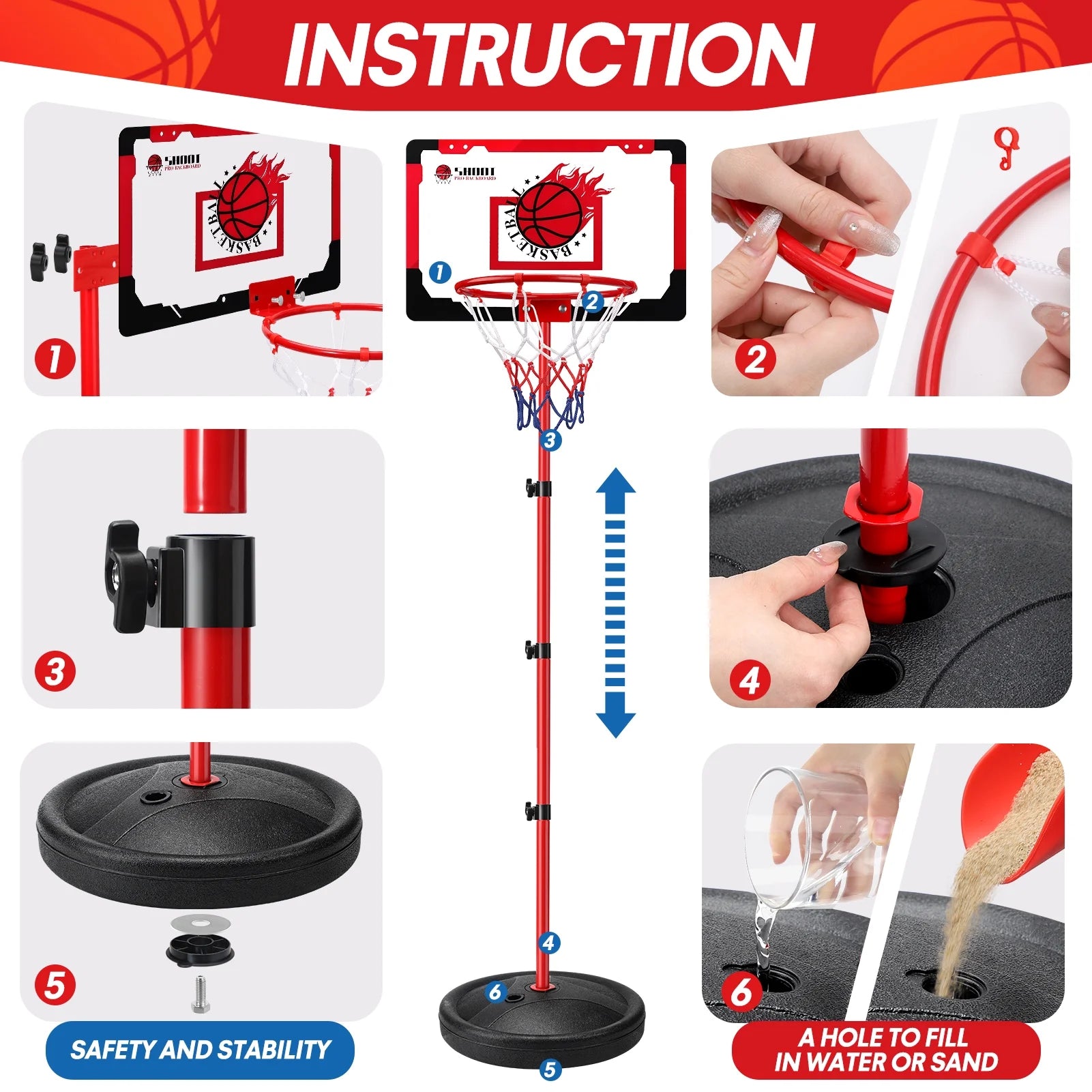 Basketball Hoop for Kids, Basketball Hoop Indoor Adjustable Height 3.25-5.6 FT - Toddler Basketball Hoop - Basketball Goals Indoor Outdoor Play