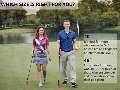 Golf Swing Trainer Aid 48"/40" Warm-Up Stick for Strength Flexibility Tempo Training Golf Practice Aid with Weighted Head Swing Corrector for Men Women