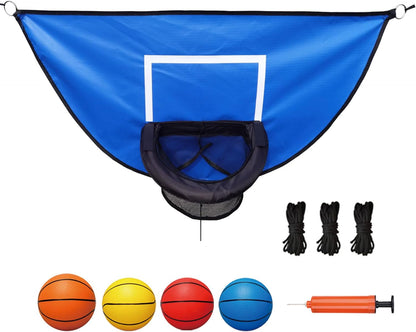 Trampoline Basketball Hoop, with Pump and 4 Mini Balls, Easy to Install, Universal Trampoline Accessories, Trampolines Basketball for Dunking