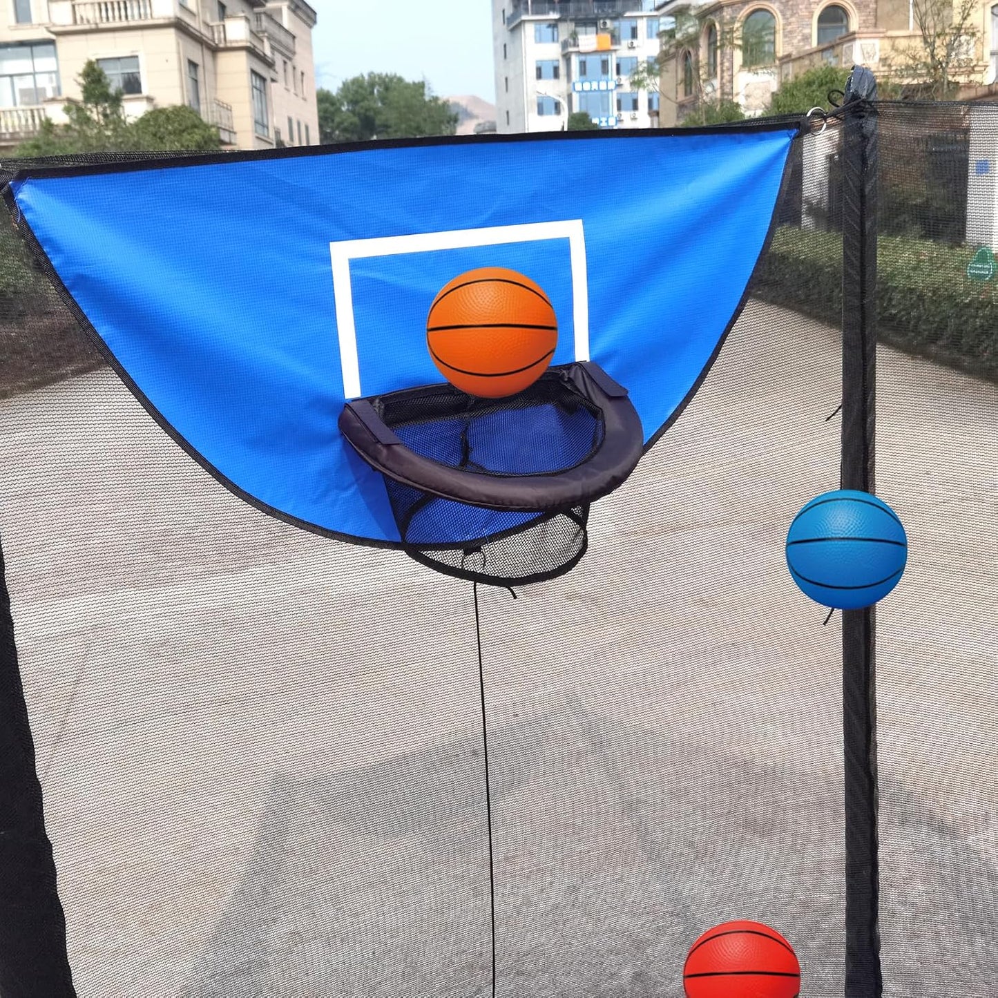 Trampoline Basketball Hoop, with Pump and 4 Mini Balls, Easy to Install, Universal Trampoline Accessories, Trampolines Basketball for Dunking