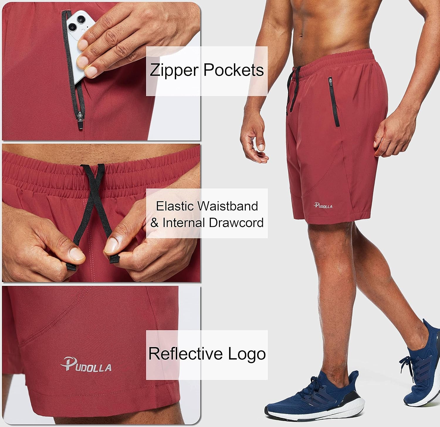 Men'S Workout Running Shorts 7"/5"/9" Lightweight Gym Athletic Shorts for Men with Zipper Pockets