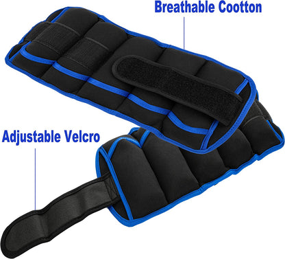 Adjustable Ankle Weights 1 Pair 7 Lb 10 Lbs- Strength Training Wrist & Ankle Arm Wrist Leg Weight Set for Women Men- Removable Weighted Ankle Weights for Gym, Workout & Fitness