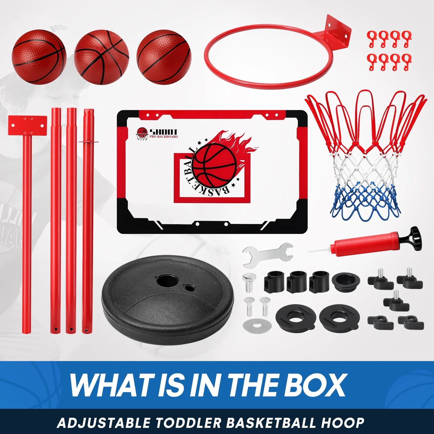 Basketball Hoop for Kids, Basketball Hoop Indoor Adjustable Height 3.25-5.6 FT - Toddler Basketball Hoop - Basketball Goals Indoor Outdoor Play