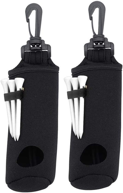 2 Pack Golf Ball Carry Bag Golf Tee Holder Pouch with Light Weight Hook Portable Golf Ball Storage Bag for 3 Golf Ball 3 Tees