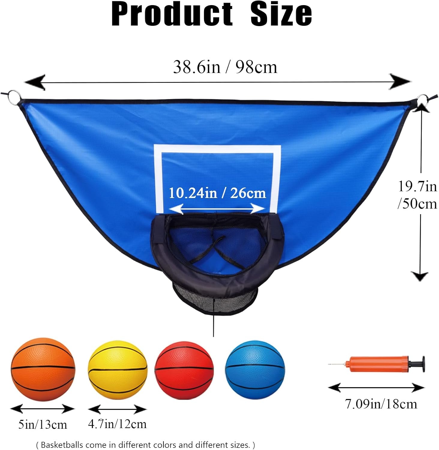 Trampoline Basketball Hoop, with Pump and 4 Mini Balls, Easy to Install, Universal Trampoline Accessories, Trampolines Basketball for Dunking