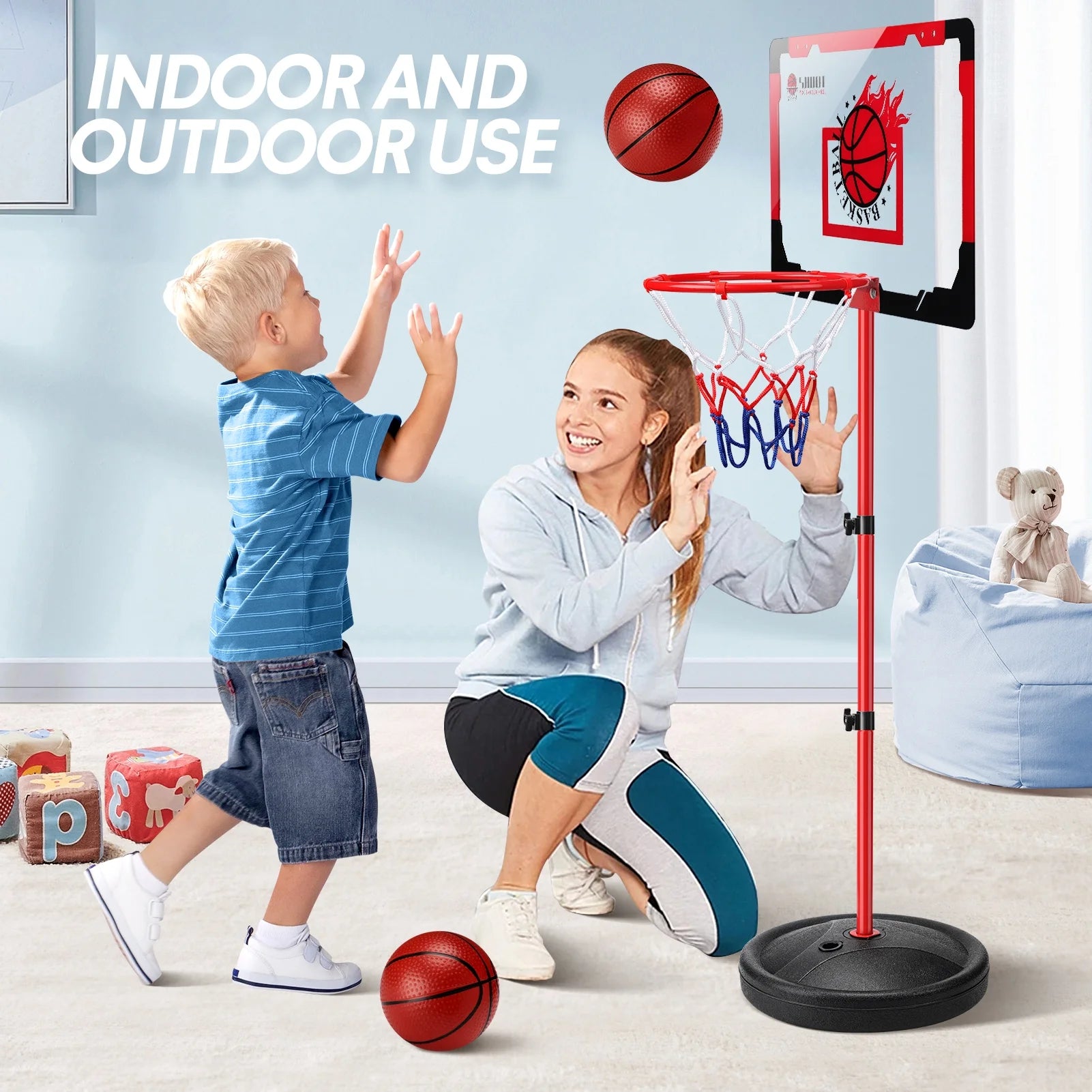 Basketball Hoop for Kids, Basketball Hoop Indoor Adjustable Height 3.25-5.6 FT - Toddler Basketball Hoop - Basketball Goals Indoor Outdoor Play