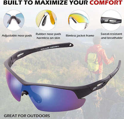 Outdoor Sports Polarized Wrap around Cycling Sunglasses for Men & Women TR90 Frame UV Protection for Fishing