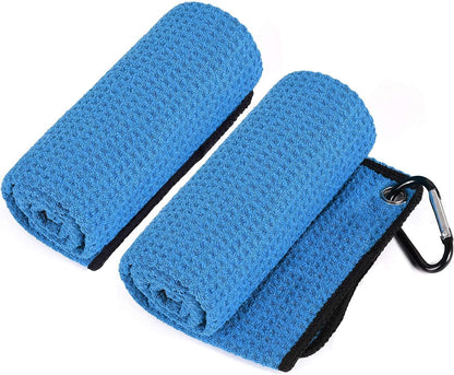 Golf Towel Set with Clip, Cleaning Brush & Accessories | 2 Golf Towels | Golf Gifts for Men, Women
