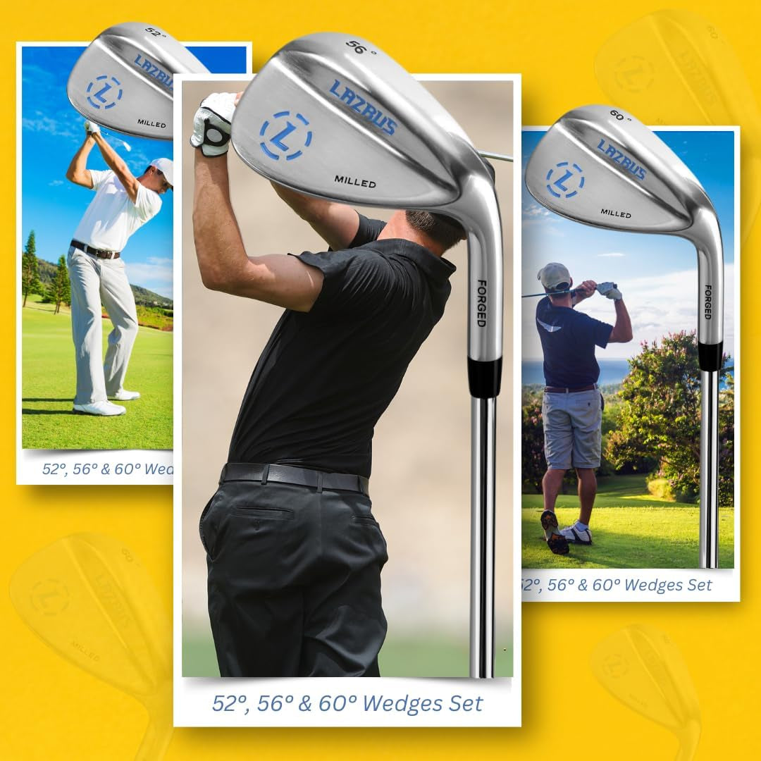 LAZRUS Premium Forged Golf Wedge Set for Men or Individual - 50 52 54 56 58 60 64 72 Degree Golf Wedges + Milled Face for More Spin - Great Golf Gift