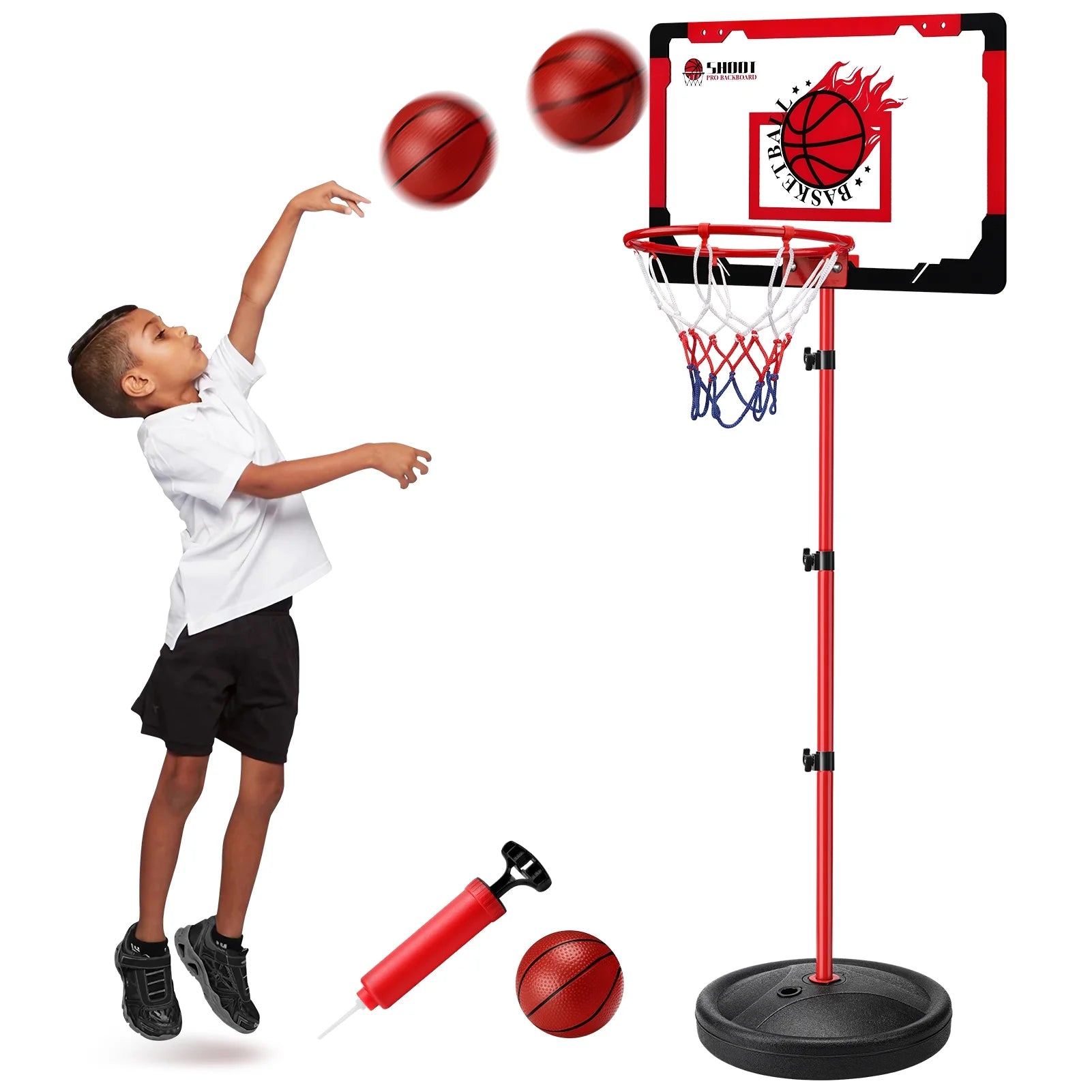 Basketball Hoop for Kids, Basketball Hoop Indoor Adjustable Height 3.25-5.6 FT - Toddler Basketball Hoop - Basketball Goals Indoor Outdoor Play