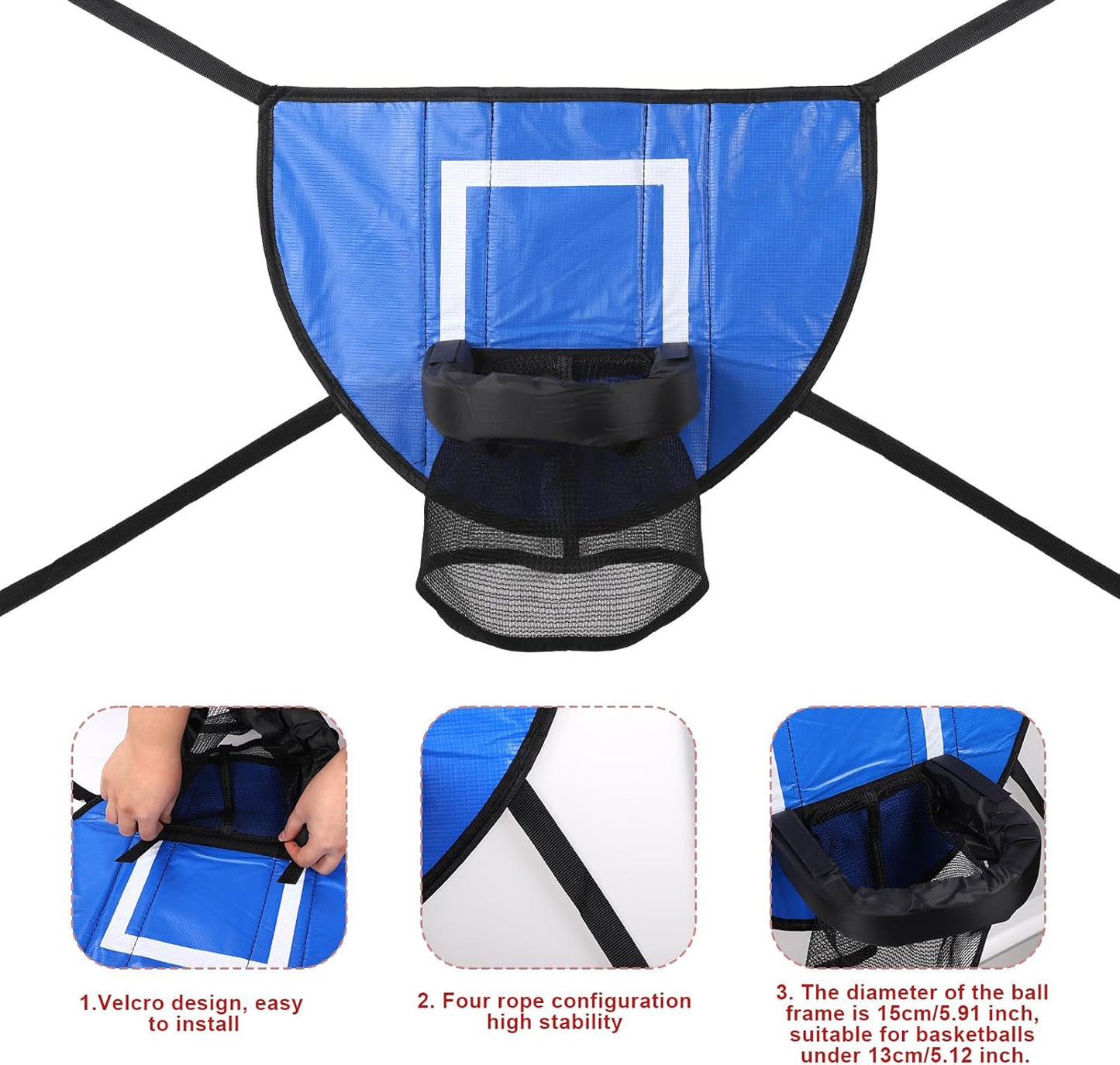 Trampoline Basketball Hoop Set, Trampoline Basketball Hoop Attachment Waterproof Basketball Goal for Trampoline Soft Basketball Game Accessories for All Ages Basketball Lovers