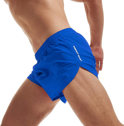 Solid Running Shorts for Men 3 Inch Jogging Road Track Running Shorts with Pockets Ranger Panties for Men