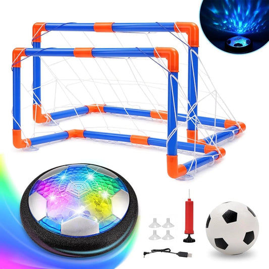 Hover Soccer Ball Set for Kids, Soccer Games with Colorful LED Lights, Indoor Air Soccer and Outdoor Sports Games Toys for Kids Boys Ages 3 4 5 6 7 8-12 with 2 Goal & 1 Kids Soccer Ball