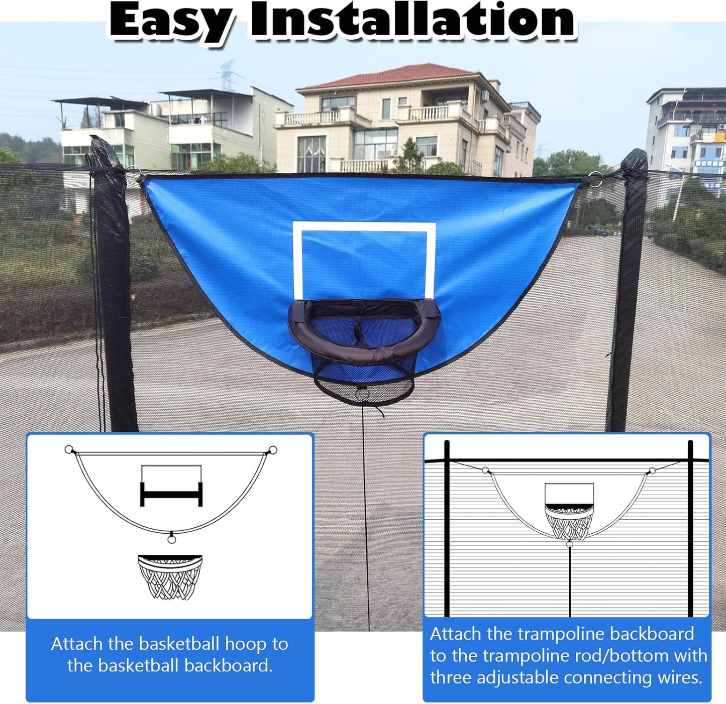 Trampoline Basketball Hoop, with Pump and 4 Mini Balls, Easy to Install, Universal Trampoline Accessories, Trampolines Basketball for Dunking