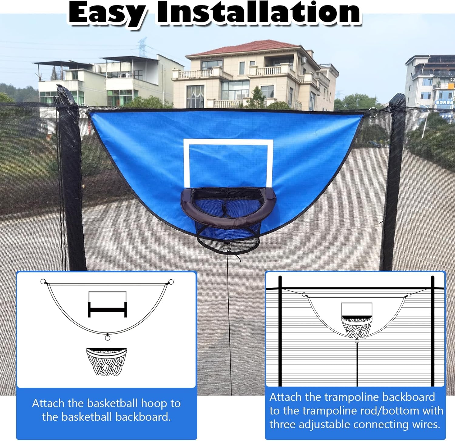 Trampoline Basketball Hoop, with Pump and 4 Mini Balls, Easy to Install, Universal Trampoline Accessories, Trampolines Basketball for Dunking