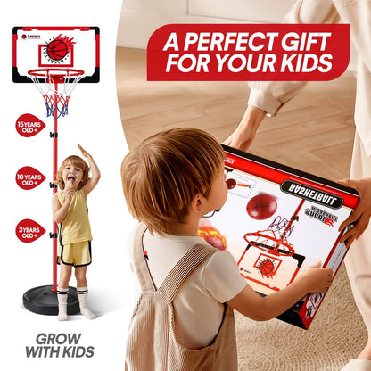Basketball Hoop for Kids, Basketball Hoop Indoor Adjustable Height 3.25-5.6 FT - Toddler Basketball Hoop - Basketball Goals Indoor Outdoor Play