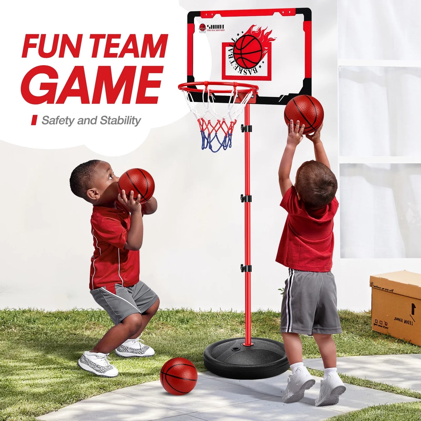 Basketball Hoop for Kids, Basketball Hoop Indoor Adjustable Height 3.25-5.6 FT - Toddler Basketball Hoop - Basketball Goals Indoor Outdoor Play