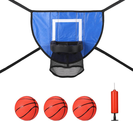 Trampoline Basketball Hoop Set, Trampoline Basketball Hoop Attachment Waterproof Basketball Goal for Trampoline Soft Basketball Game Accessories for All Ages Basketball Lovers