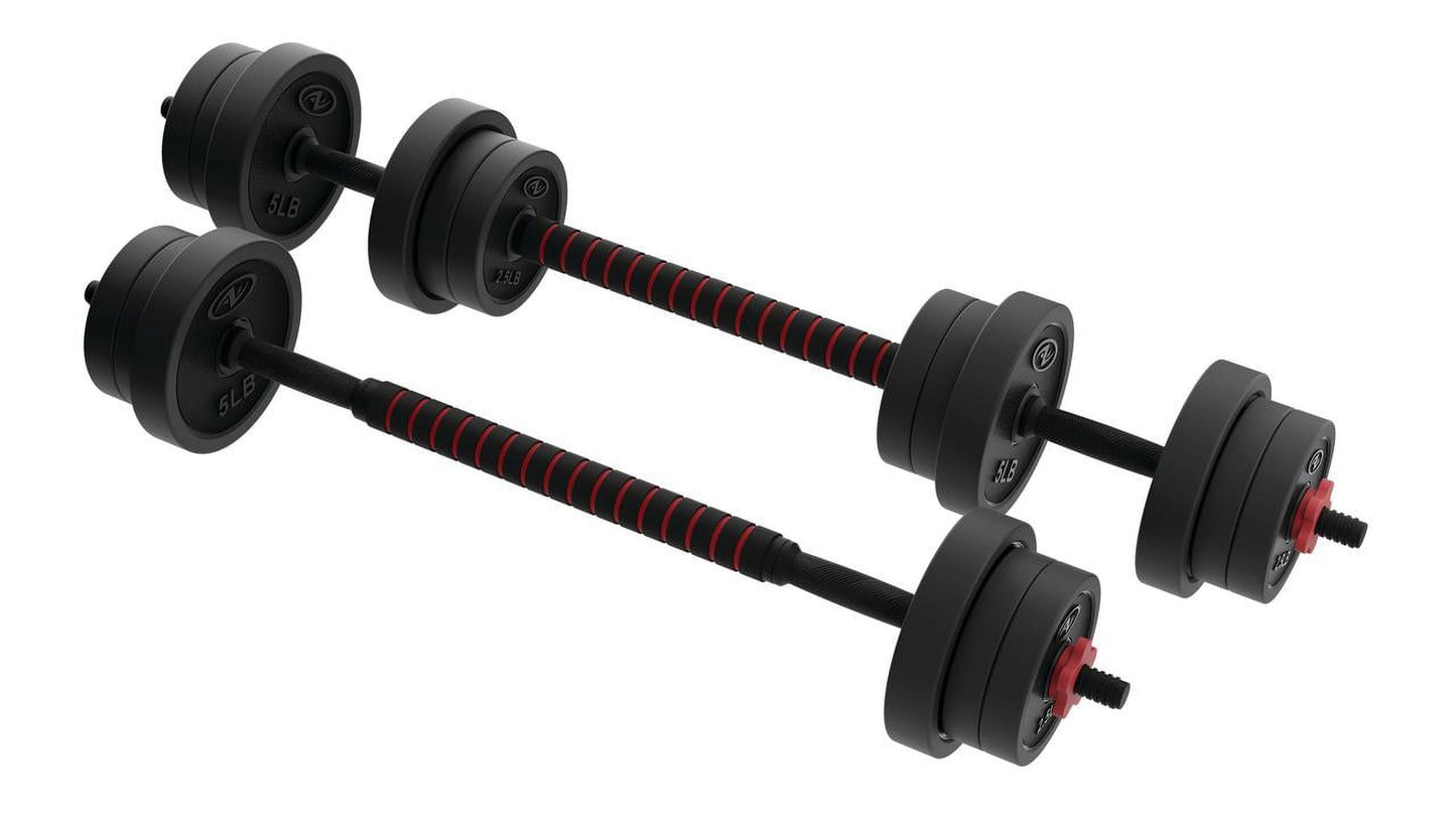 40LB 5 in 1 Adjustable Dumbbell Set , Fitness Exercises for Home Gym, Black, 1-Inch Holes Fit Standard Sized Bar