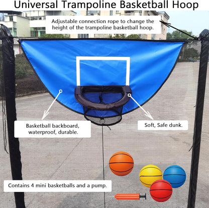 Trampoline Basketball Hoop, with Pump and 4 Mini Balls, Easy to Install, Universal Trampoline Accessories, Trampolines Basketball for Dunking