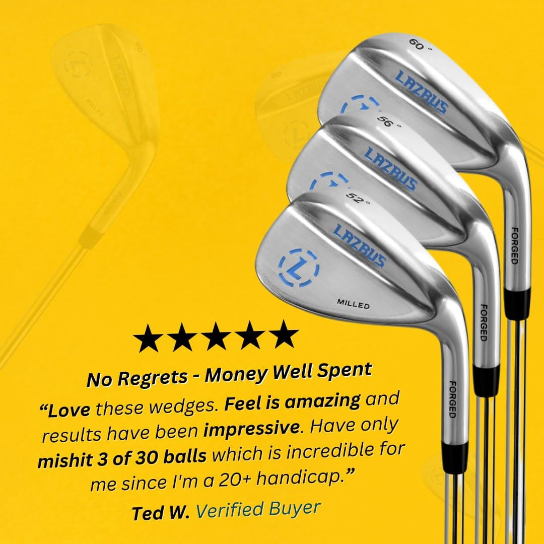 LAZRUS Premium Forged Golf Wedge Set for Men or Individual - 50 52 54 56 58 60 64 72 Degree Golf Wedges + Milled Face for More Spin - Great Golf Gift